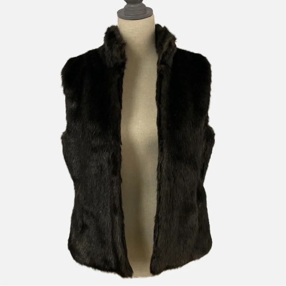 Edit by Jeanne Beker Faux Fur Vest Dark Brown Size Medium Retro Streetwear - Picture 1 of 13